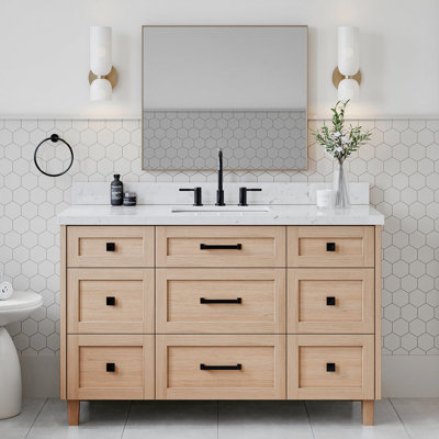 ARIEL Monrow Single Sink Bathroom Vanity with Carrara Quartz Top