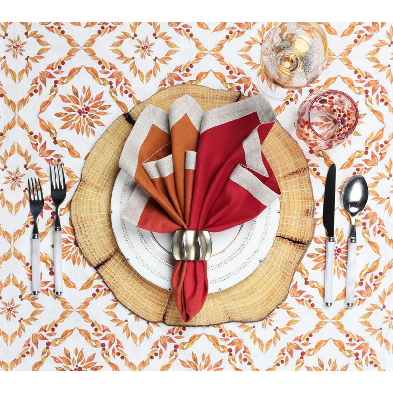 Dip Dye Linen Napkin, Cranberry/Orange