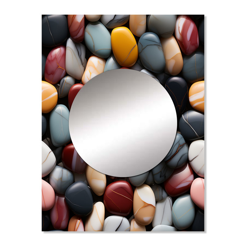 Sriyansh Timeless Meditation Stone Pattern - marble  Wall Mirror, Abstract Decorative Mirror, Printed Metal Art, 32" x 24"