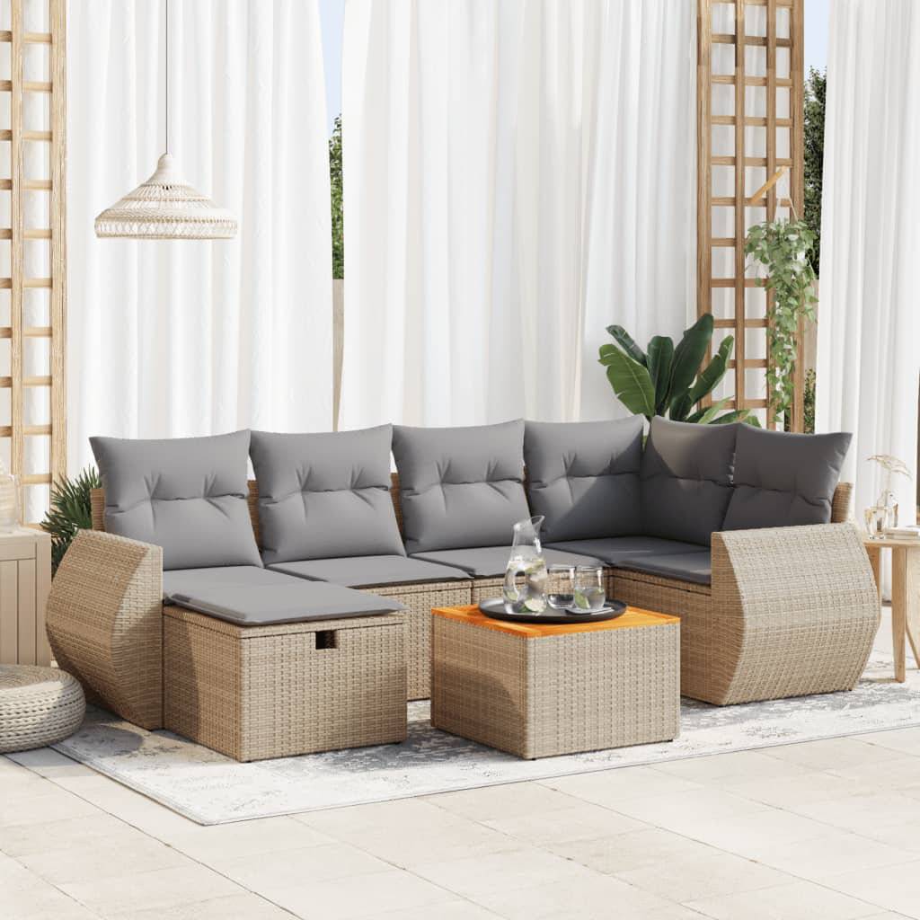 Vidaxl 7-Tlg. Garten-Sofagarnitur Mit Kissen Schwarz Poly Rattan