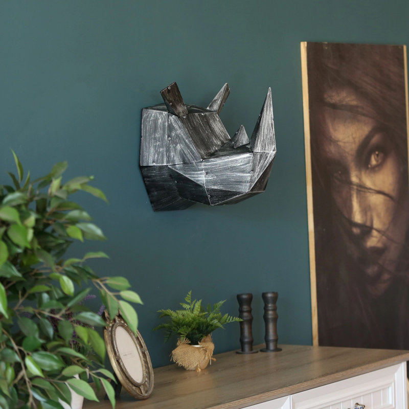 Décoration murale moderne en métal Rhino, Argent