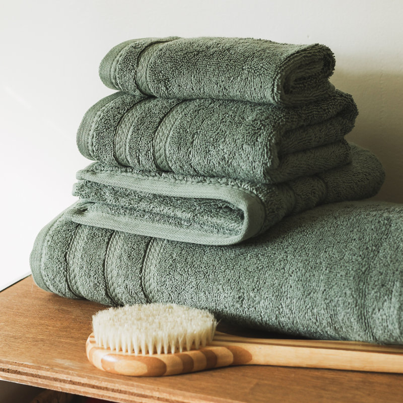 True Comfort Green Cotton 4-Piece Bath Towel Set