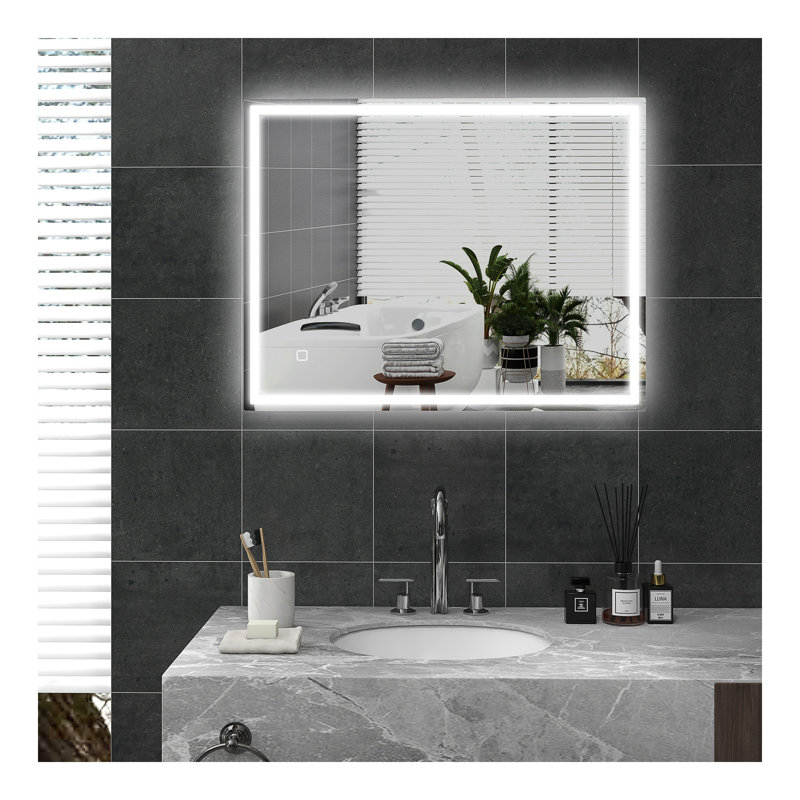 36" x 28" Dimmable Bathroom Mirror with Lights, 3 Colours & Defogging