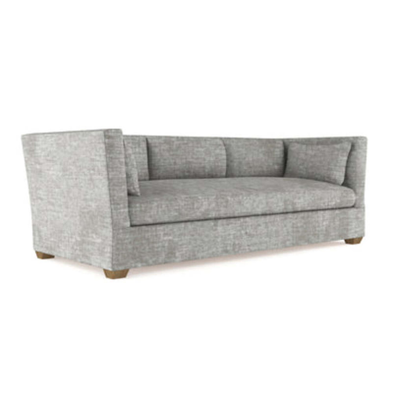 Canapé Rivington, H 31 po x l 108 po x P 37 po, Velours écrasé rayé argent, Patiné