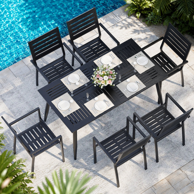 Devlin 6 - Person Metal Rectangular Outdoor Dining Set (set Of 7)