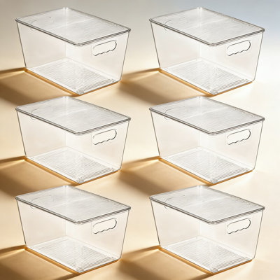 Clear Stackable Storage Bins With Lids And Handles, Large Plastic Organizing Containers For Pantry, Kitchen, Cabinet, Fridge, Bathroom, And Closet Org