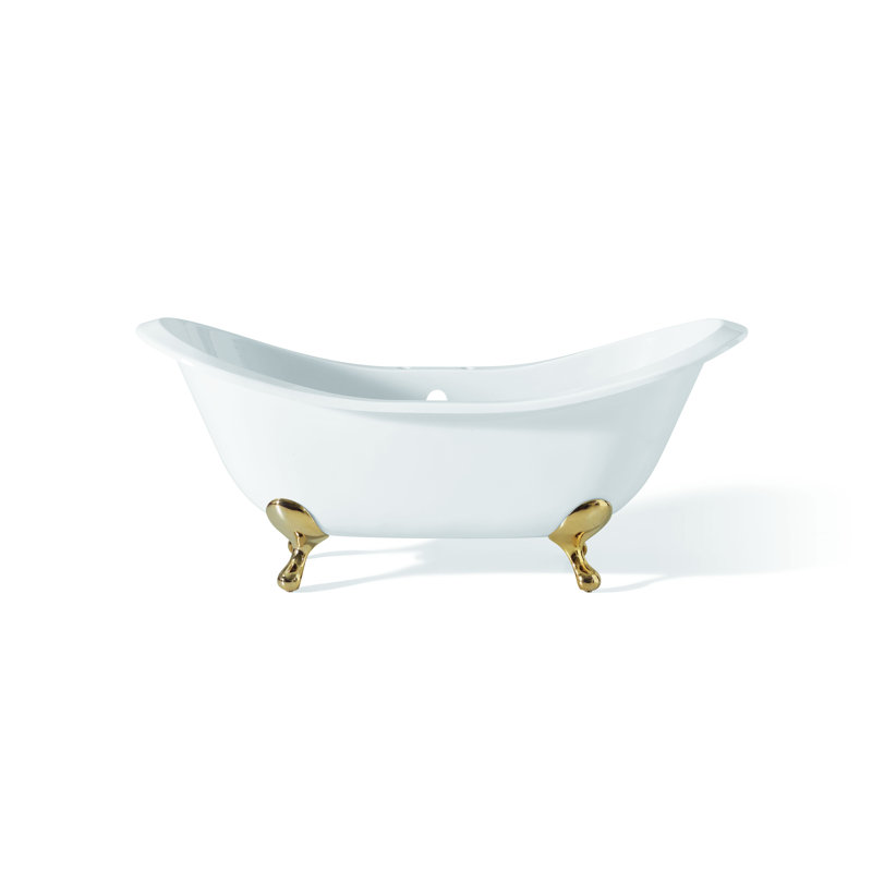 Regency 61'' L Soaking Bathtub, White Interior with White Exterior, Polished Brass