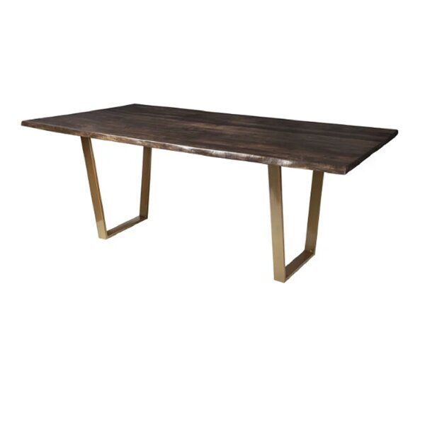 Tree Line Furniture Solid Wood Top Metal Base Dining Table | Wayfair