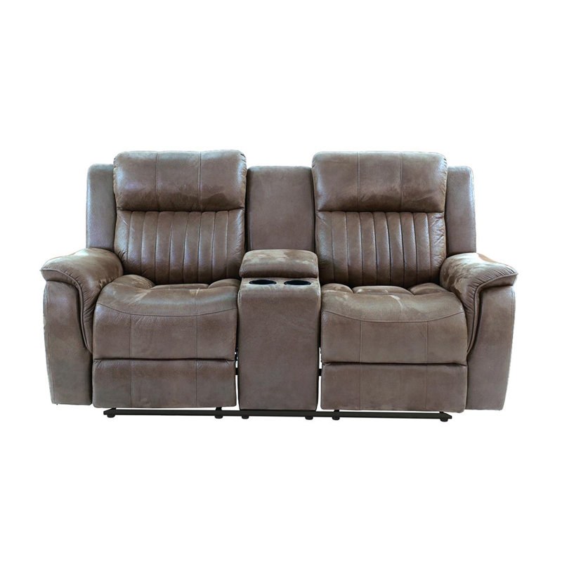 Kindra 73'' Faux Leather Loveseat, Power, Blue/Gray