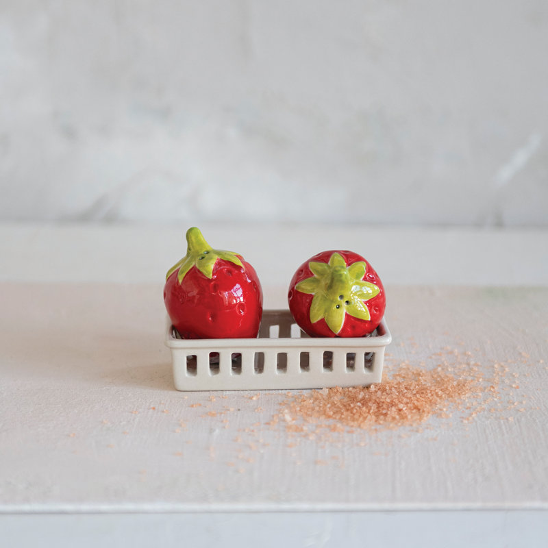 Stoneware Strawberry Salt and Pepper Shakers