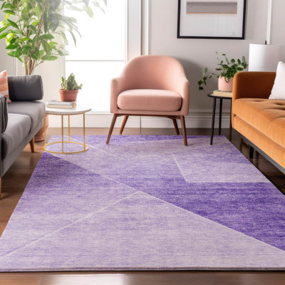 Premium Machine Washable Prisco Purple Rug