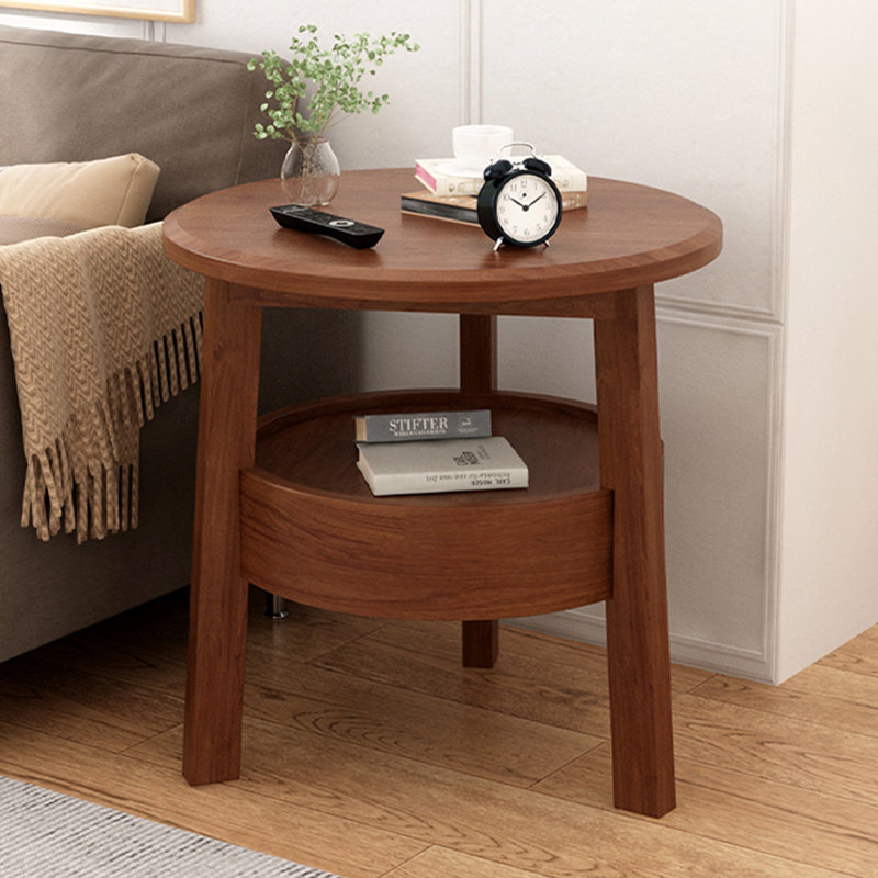Modern Solid Wood End Table, Nut Brown
