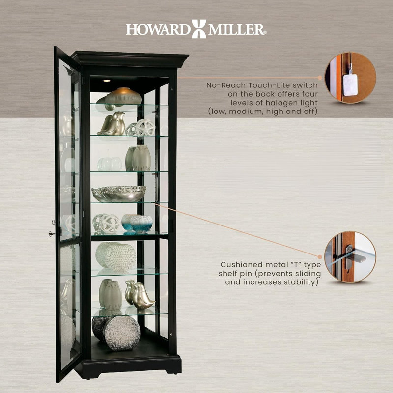 Chesterbrook Lighted Curio Cabinet, Black Satin