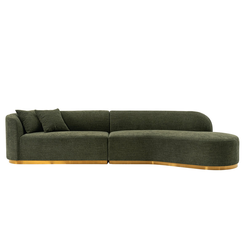Canapé modulaire Daria, Lin vert olive