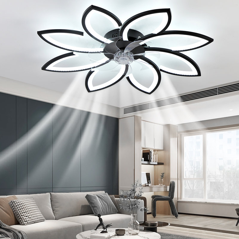 Ventilateur de plafond à DEL en forme de fleur avec télécommande, 34,3 po de largeur