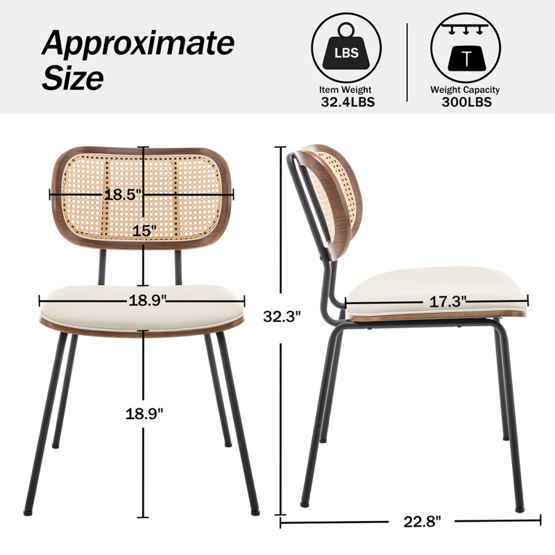 Bedran Vegan Leather Side Chair Dining Chair, Beige