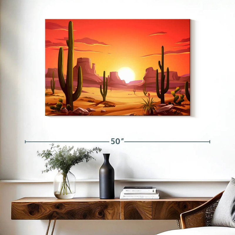 Alvord Cactus Desert Sundown, 26" H x 39" W