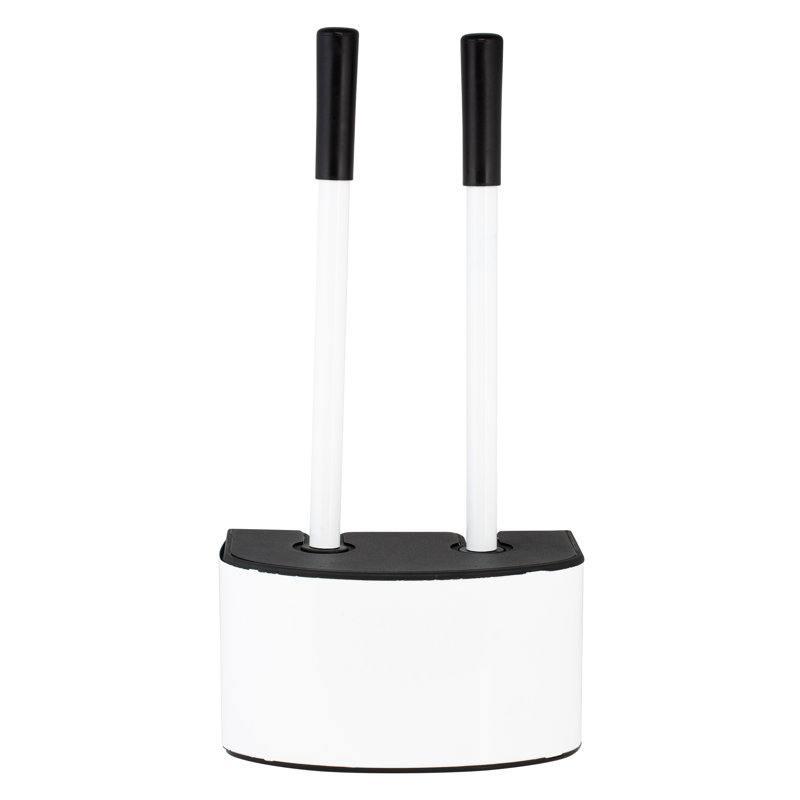 White Steel 2-in-1 Toilet Brush and Plunger Set with Holder