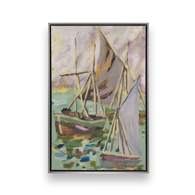 «Crimson Sails I» par Melissa Wang, reproduction d'art, Argent argent, H 16 po x l 12 po