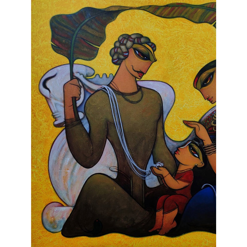 Famille heureuse | Acrylique sur toile | Par Ramesh Gujar
