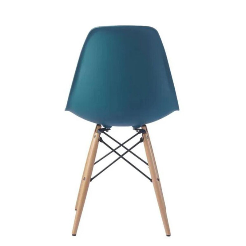 Chaise Hrileena Leffie avec pieds naturels, Naturel, Bleu marine / vert