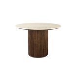 Dining Table Round Stone Top Solid Wood Base Dining Table