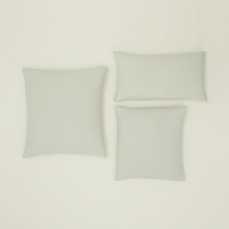 Simple Embroidered Linen Throw Pillow, Sage