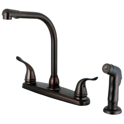 Kingston Brass Yosemite Two-Handle 4-Hole 8" Centerset Kitchen Faucet with Side Sprayer