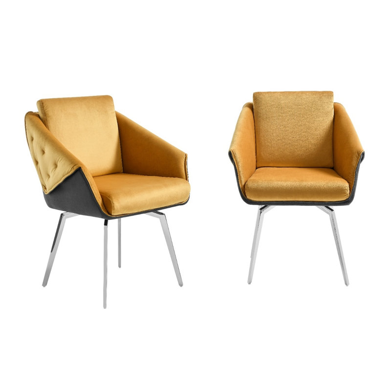 Scally Jess Dining Armchair, Chrome, Yellow