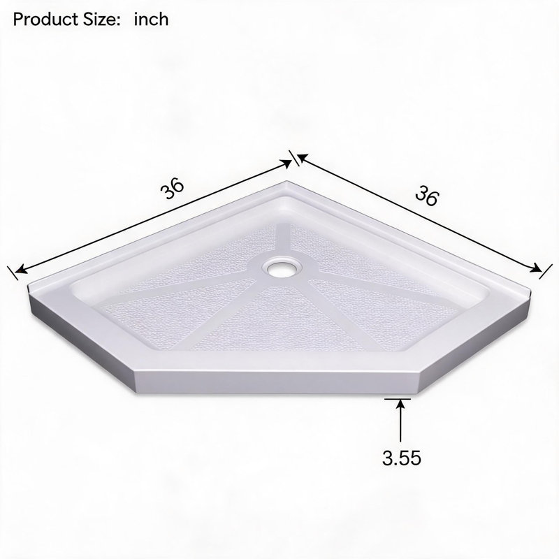 36 inch x 36 inch x 4 inch White ABS Neo-Angle Shower Base with Anti-Skid Surface