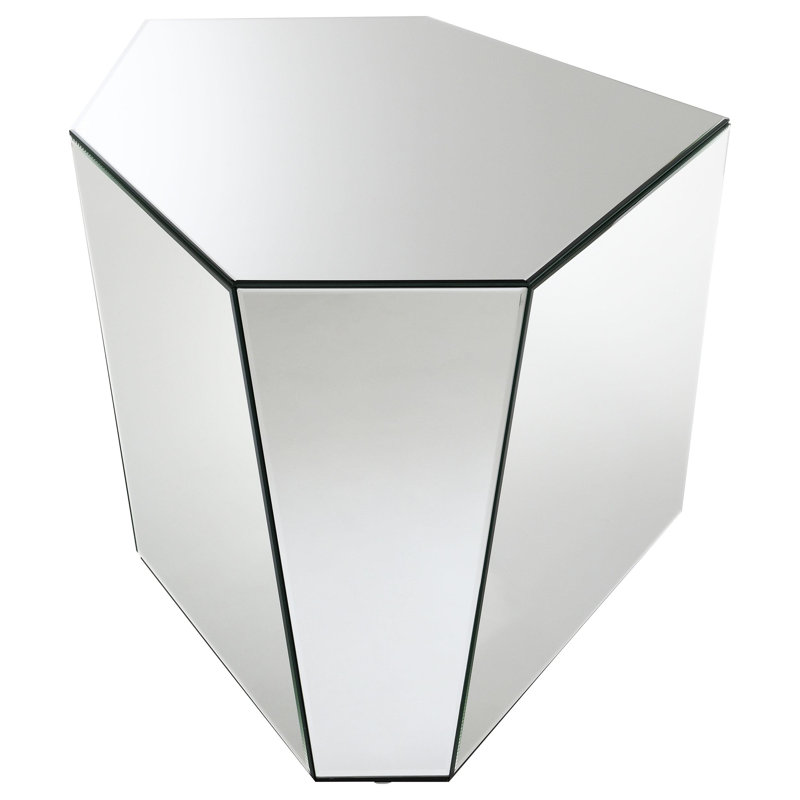 Mirrored Abstract Geometric End Table Silver
