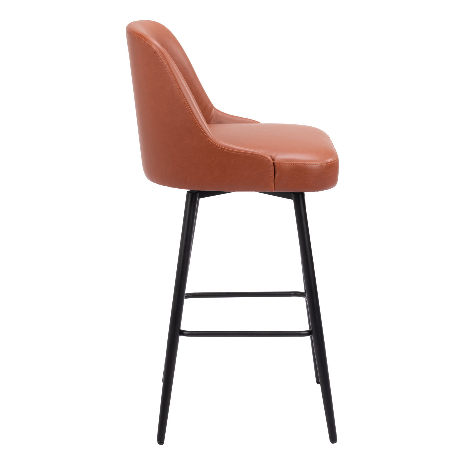 Zack Swivel Bar and Counter Stool, Brown/Black, 30.3" Seat Height