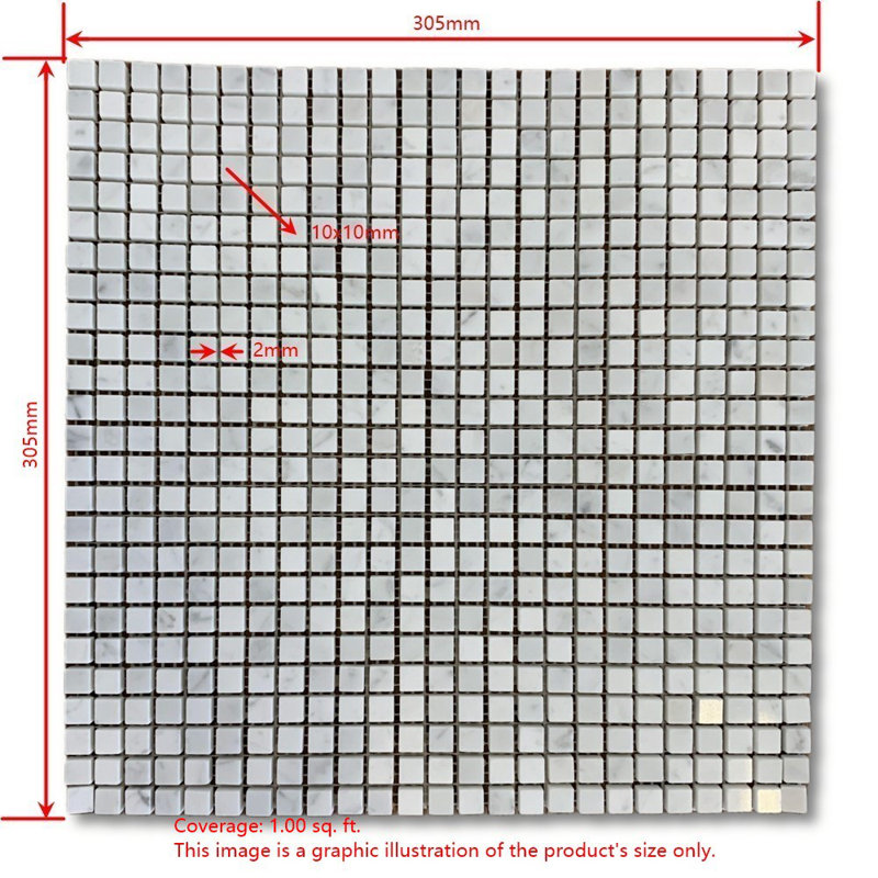 12" x 12" Marble Mosaic Sheet Wall & Floor Tile, Light Gray