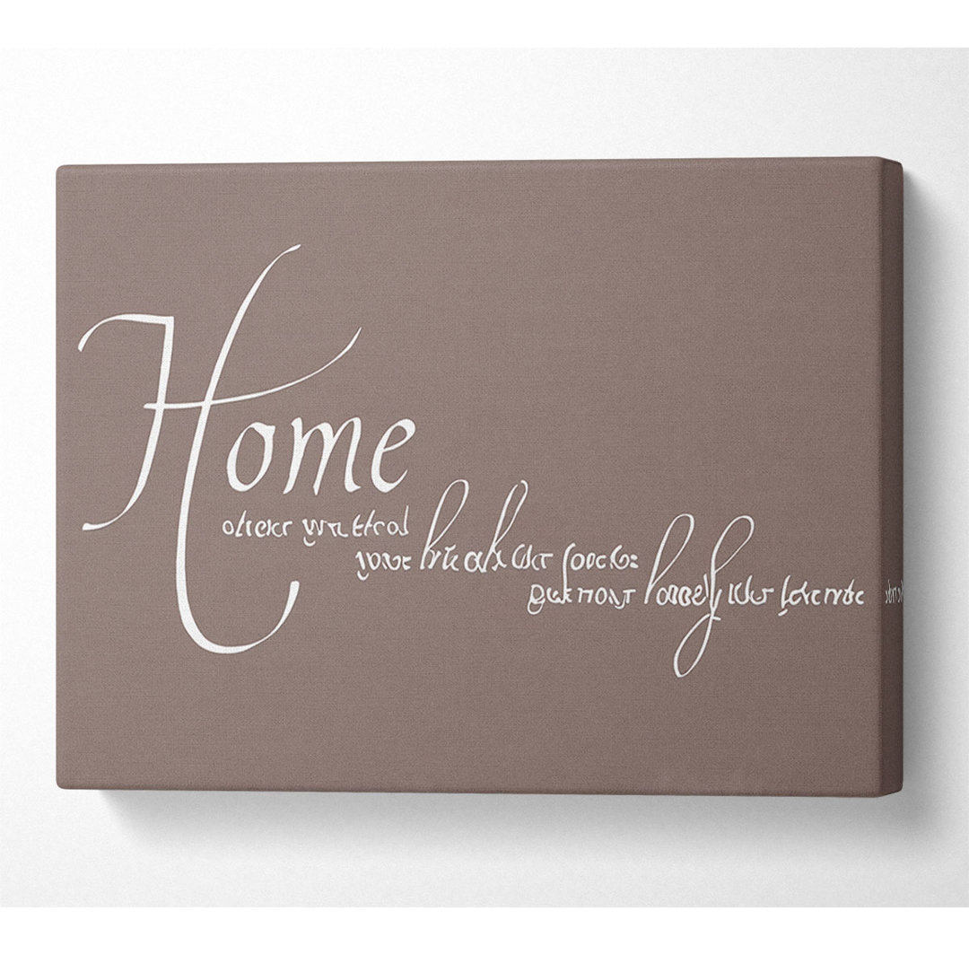 Family Quote Home Family Friends Beige - Leinwanddrucke auf Wrapped Canvas