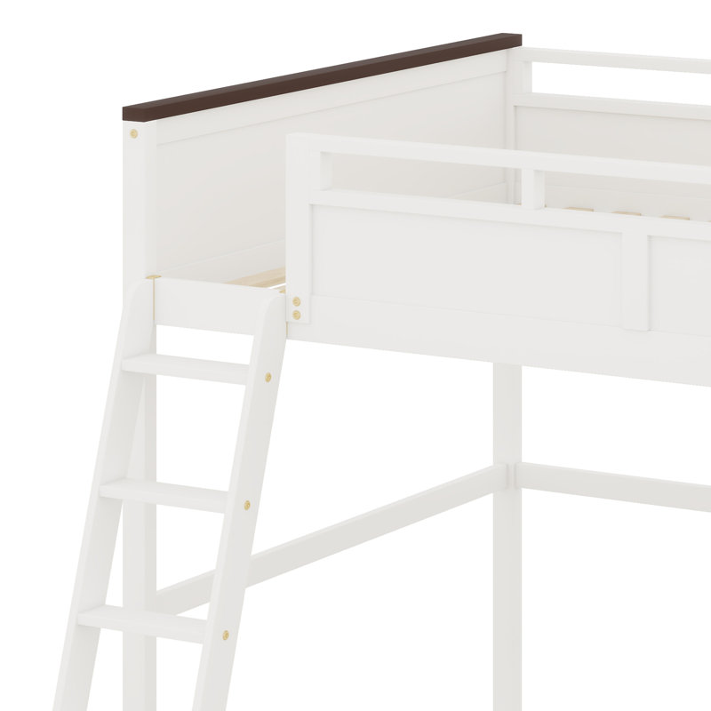 Lit mezzanine avec bureau, tablette ouverte et boîte de rangement, station de charge USB