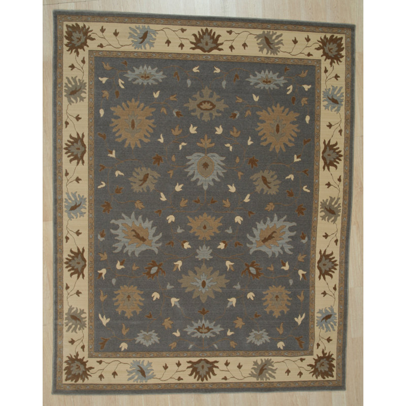 Tapis gris en laine noué à la main Naydine