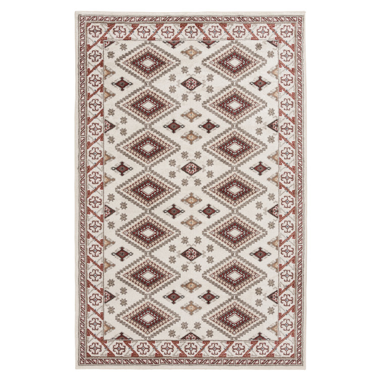 Bungalow Rose Macfarlane Red/Beige Traditional Indoor Polypropylene/Polyester Area Rug