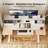Joyful 55" U Shaped Height Adjustable Desk With Power Outlets & Drawers,Sit Stand Table With Keyboard Tray ＆ Ergonomic Monitor Stand For Home, Office-1425156059