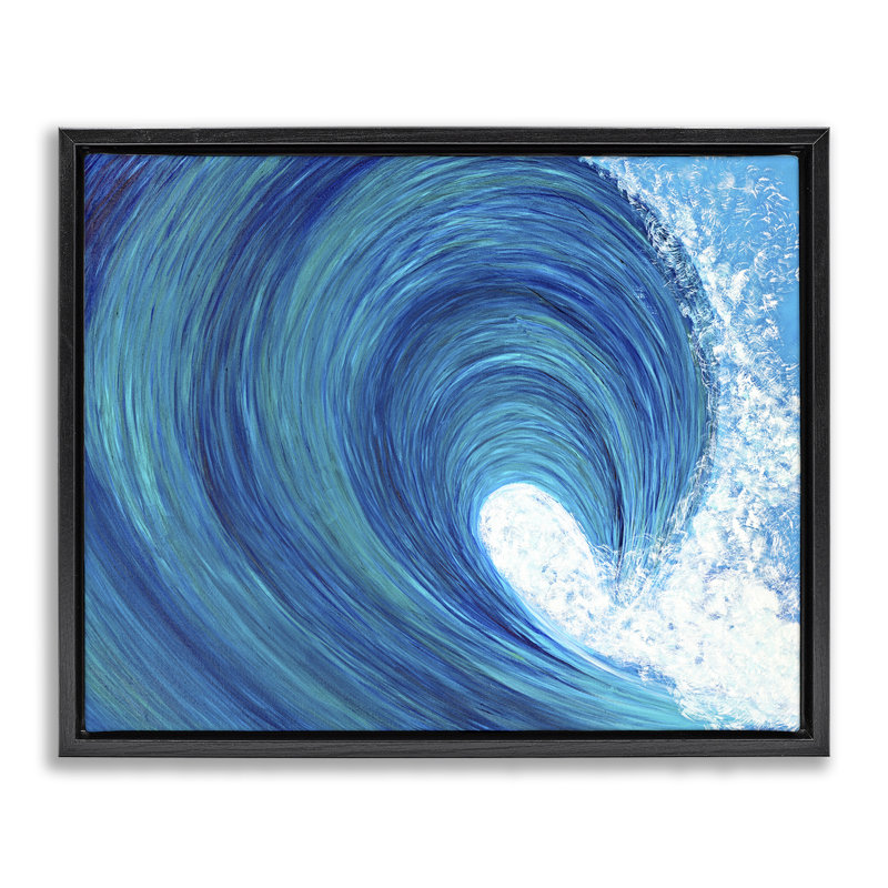 «Swirling Ocean Wave» par Megan Morris, H 25 po x l 31 po, Cadre flottant noir de jais