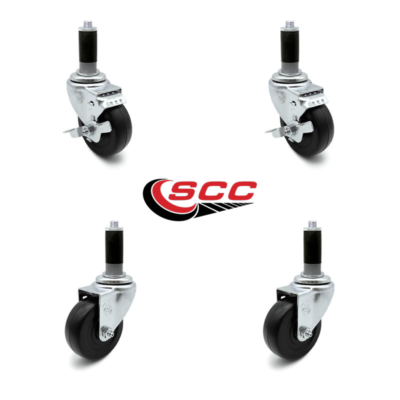 4 Piece Rubber Swivel Expanding Stem Caster Set