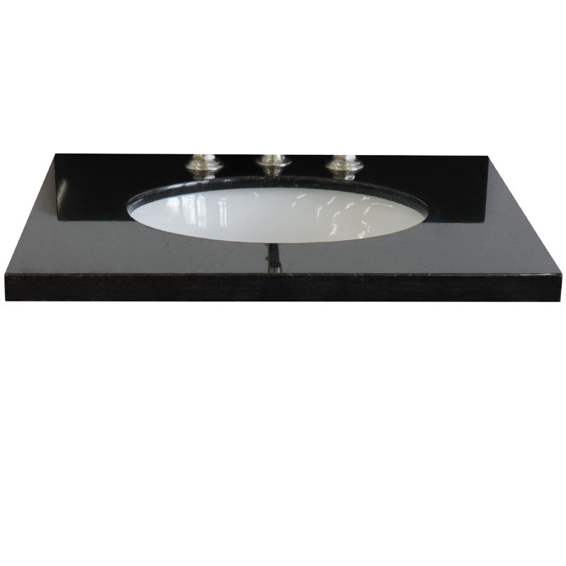 25" Black Galaxy Granite Top with Oval Ceramic Sink