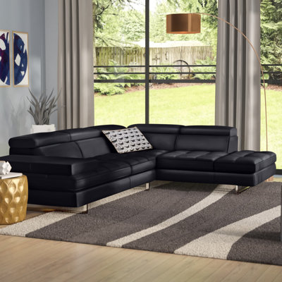 Hugo 114" Wide Genuine Leather Sectional
