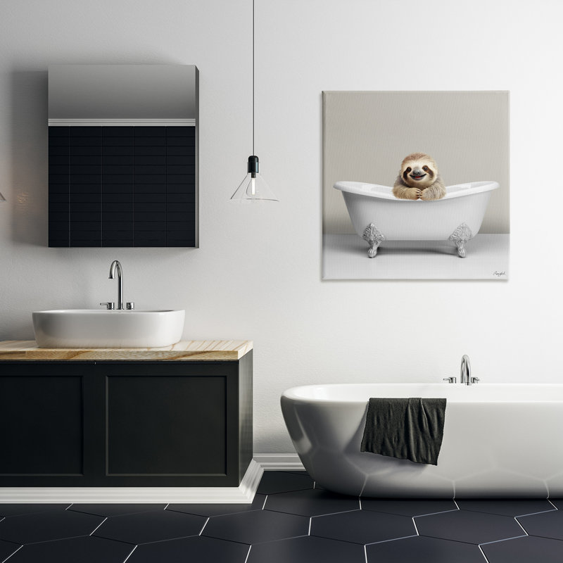 «Happy Sloth In Bathaign On Canvas» par Roozbeh, impression, H 30 po x l 30 po x P 1,5 po