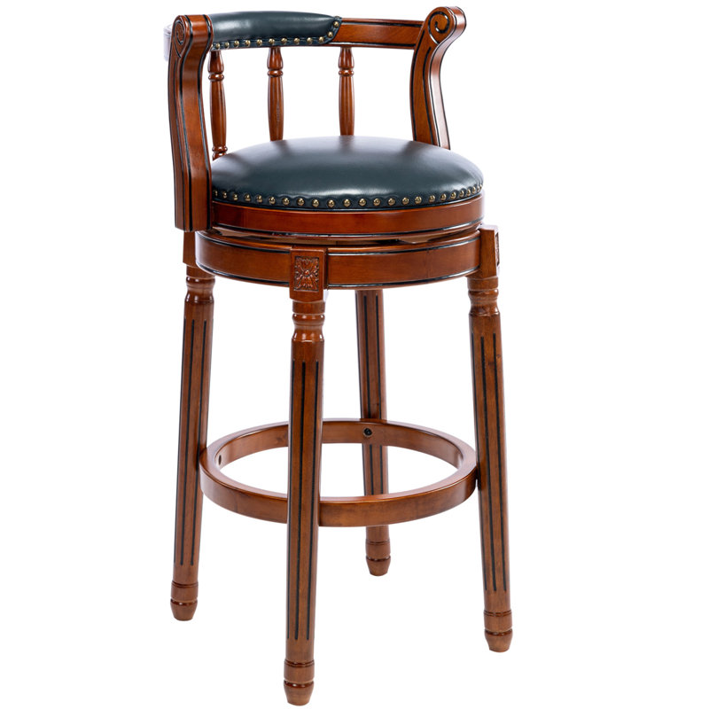 Tabouret de comptoir pivotant de 29,5 po avec structure en bois massif
