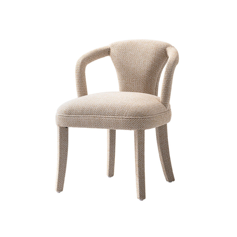 Elianni Modern Tweed Upholstered Dining Armchair in, Gold Dust, 1