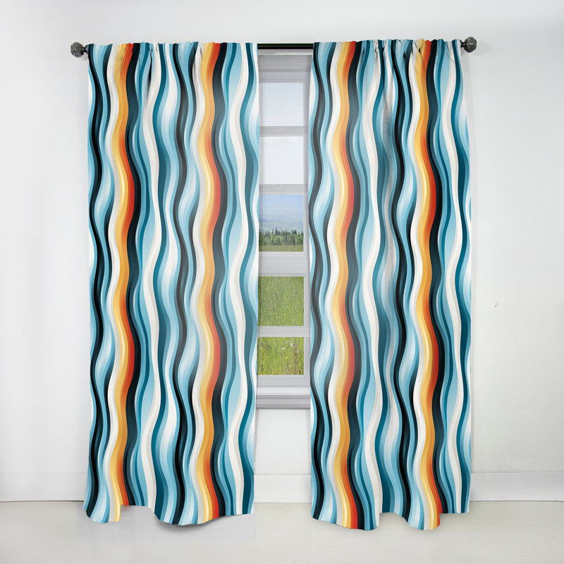 Rideau obscurcissant à rayures bleues et minimalistes - 1 panneau, L 52 po x L 108 po