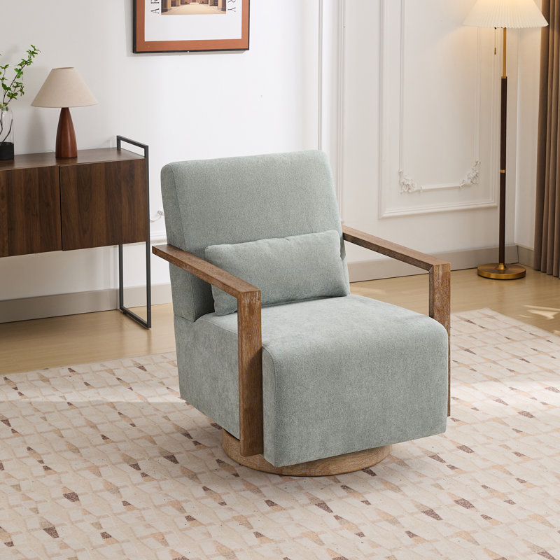 Ahmid Swivel Armchair, Pale Green Polyester