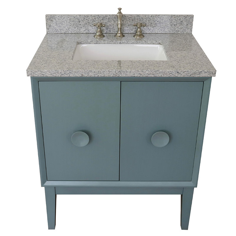 Ensemble de meuble-lavabo simple 31 po Crumley, Bleu turquoise / granit gris