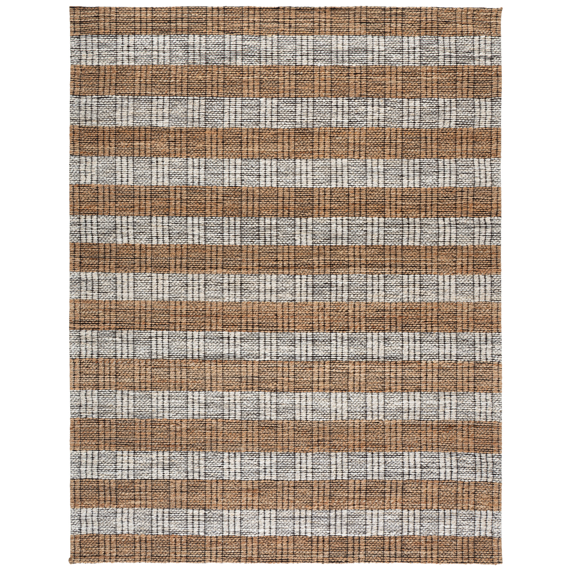 Natural Fiber Hand Woven Jacquard Performance Striped Indoor Rug, 8'-0" X 10'-0" Rectangle