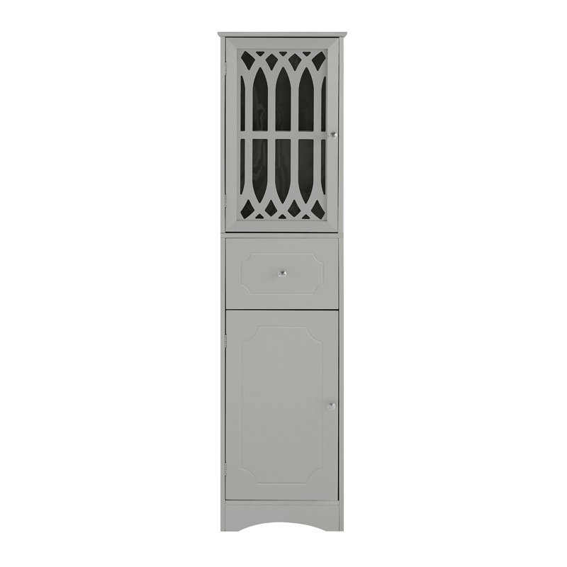 Gray Tall MDF Cabinet with Acrylic Door and Adjustable Shelves